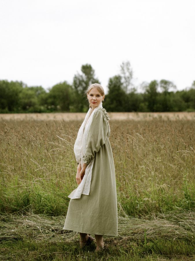 Платье Estate из муслина зеленое