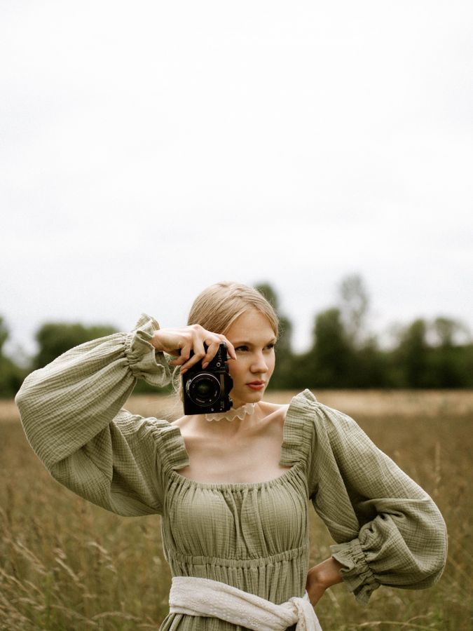 Платье Estate из муслина зеленое