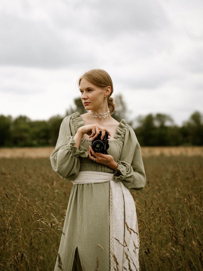 Платье Estate из муслина зеленое