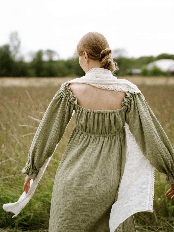 Платье Estate из муслина зеленое