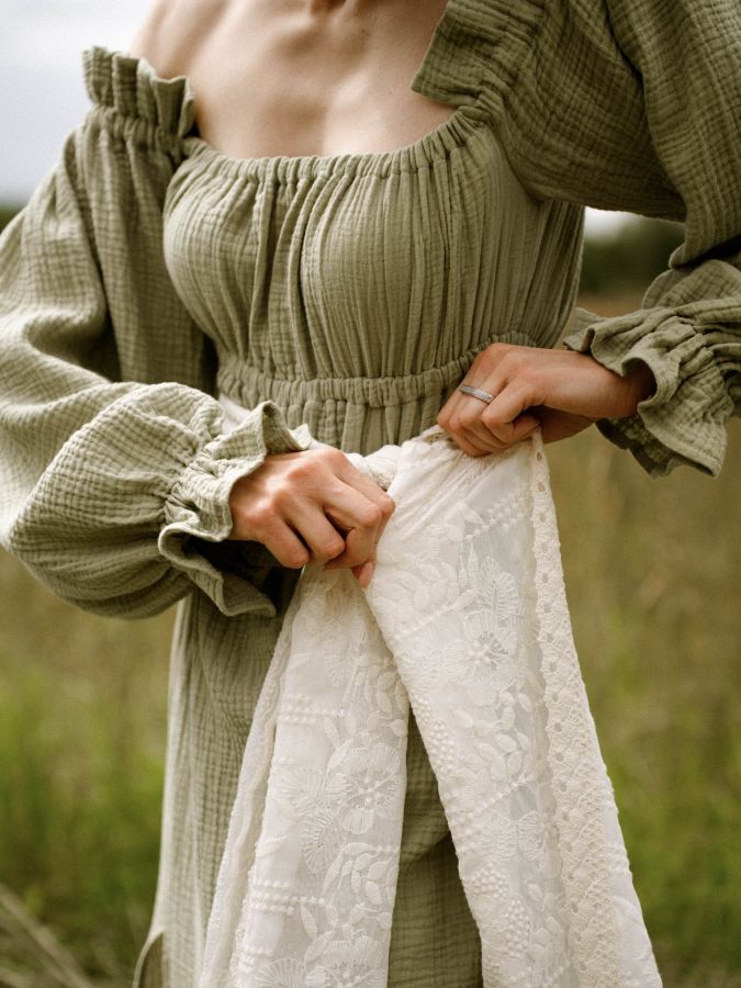 Платье Estate из муслина зеленое