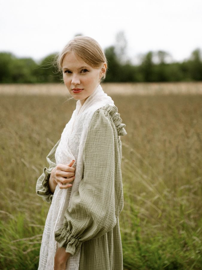 Платье Estate из муслина зеленое