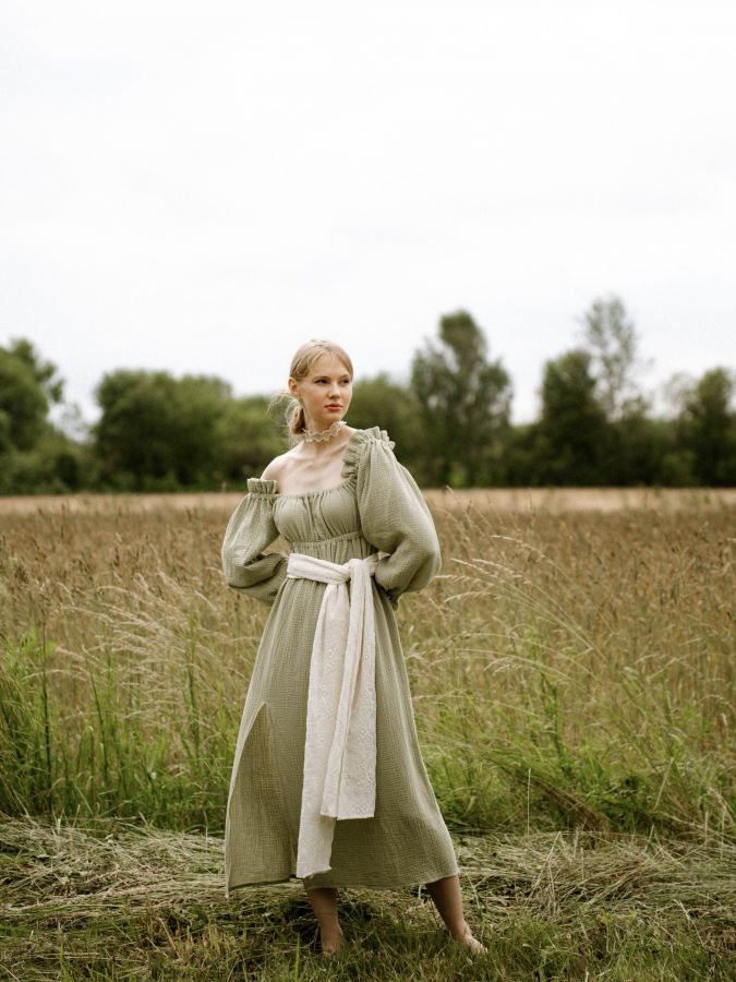 Платье Estate из муслина зеленое