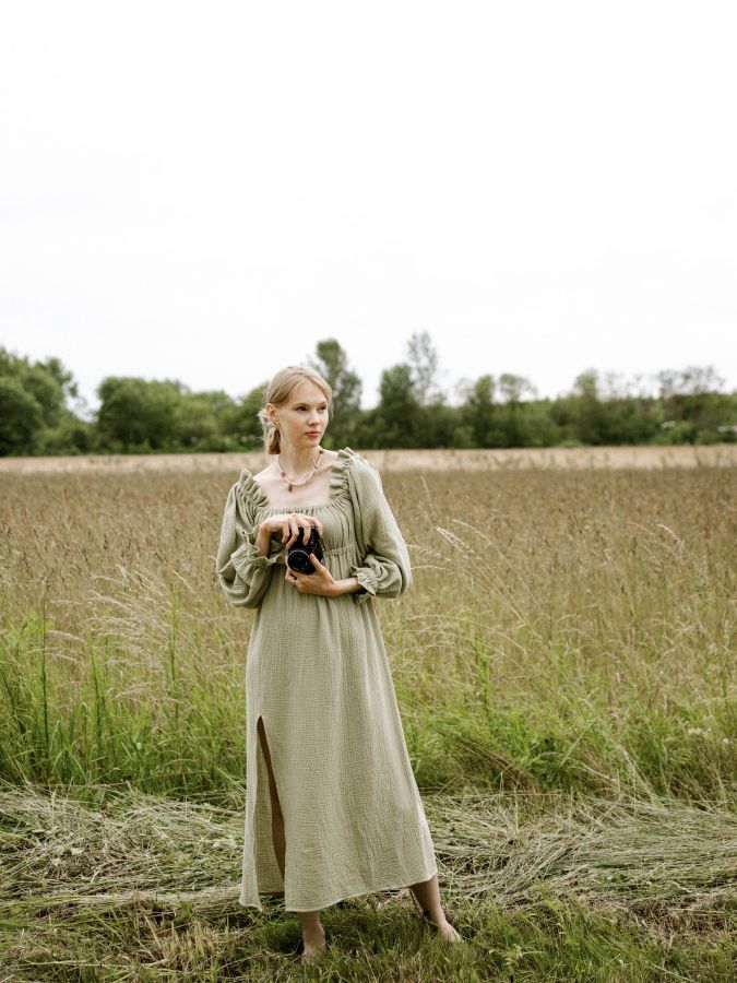 Платье Estate из муслина зеленое