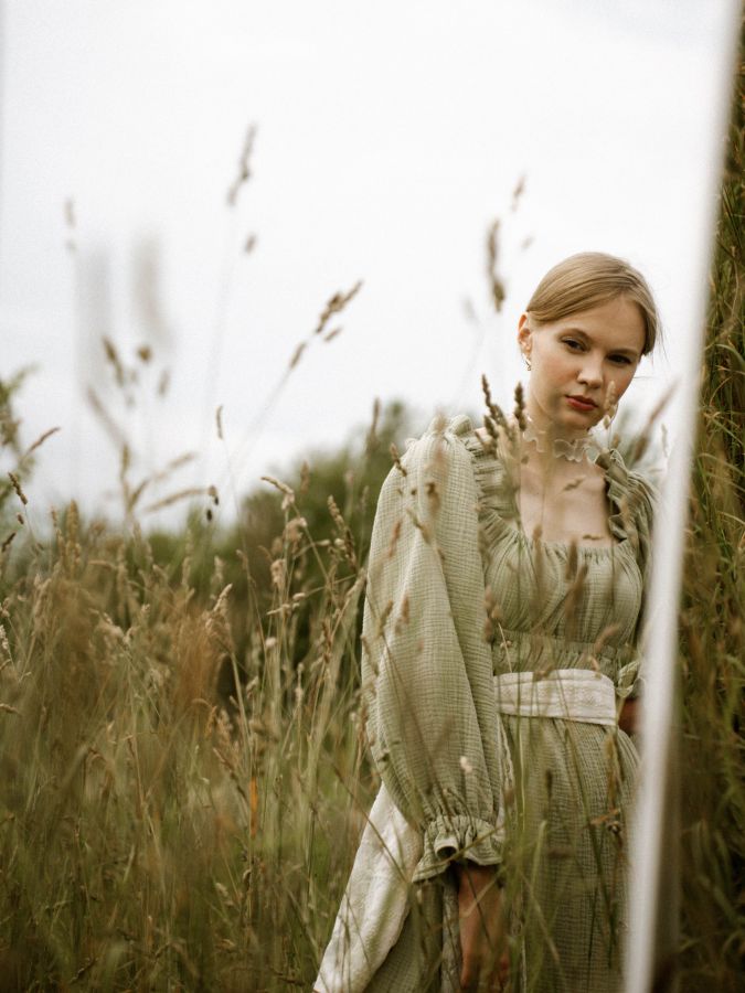 Платье Estate из муслина зеленое