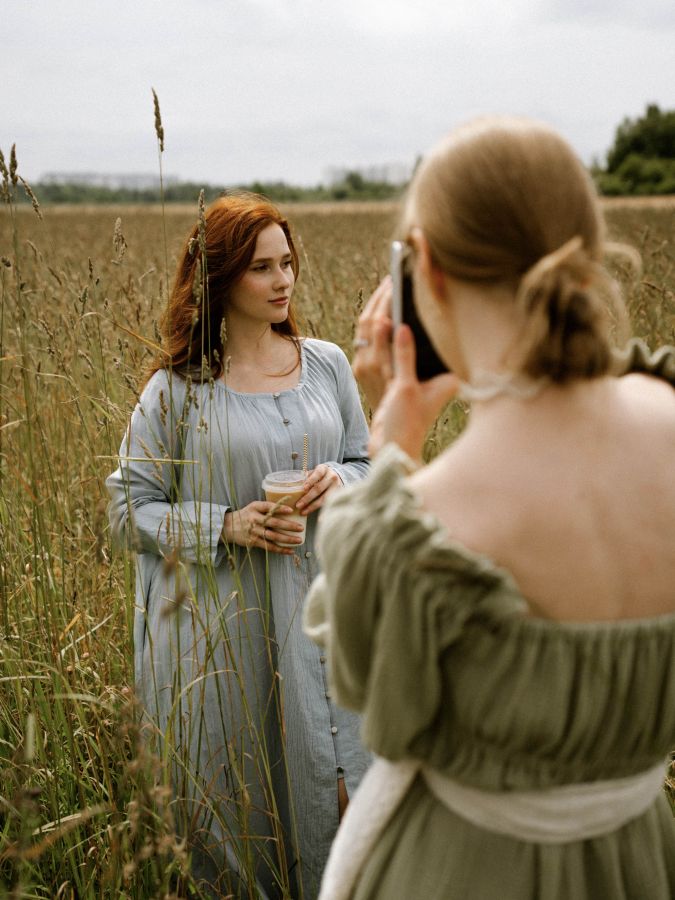 Платье Foresta из хлопка голубое