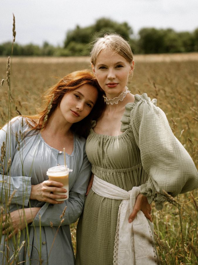 Платье Foresta из хлопка голубое