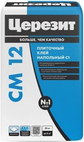 Клей для Напольной Плитки 25кг Ceresit CM 12 Серый, Керамогранит Крупного Формата / Церезит СМ 12
