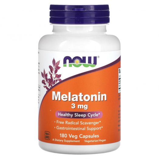 Мелатонин  Melatonin NOW,  мелатонин  3 мг, 180 капсул,