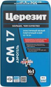 Клей для Плитки Ceresit CM 17 Аэрогель Белый 25кг Суперэластичный для Внутренних и Наружных Работ / Церезит СМ 17 Вайт