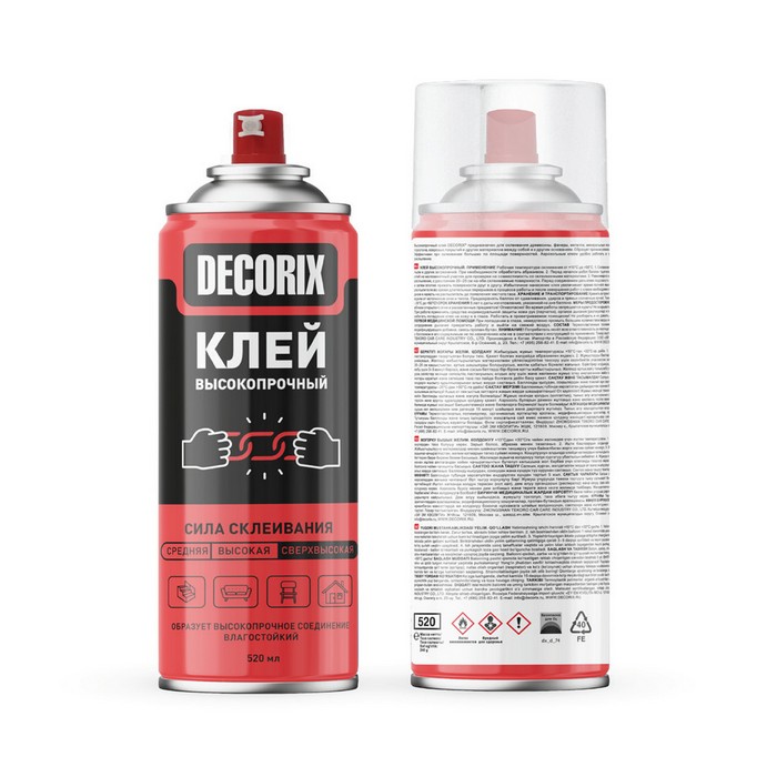 Decorix Аэрозольный клей высокопрочный, объем 520мл.