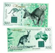 500 долларов — КЕНГУРУ. Животные Австралии. Kangaroo Australia. Памятная банкнота. UNC Msh Ям