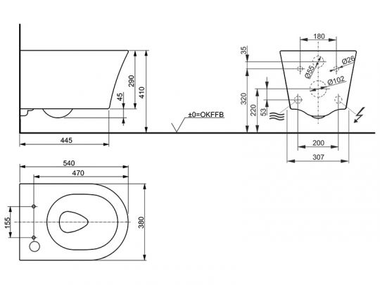 Унитаз подвесной TOTO GP CW553MUNW1 схема 2