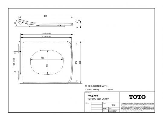 Сиденье для унитаза с плавным опусканием TOTO SP TC512AW схема 2