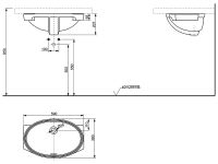 Раковина встраиваемая TOTO TL LW1506JUYW/F#W 59х38 см схема 2