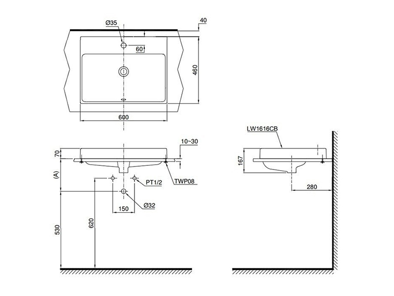 Раковина полувстраиваемая TOTO CONTEMPORARY L1616C 60х46 см ФОТО