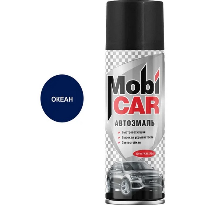MobiCAR Аэрозольная автоэмаль, название цвета "Океан 449", объем 520мл.