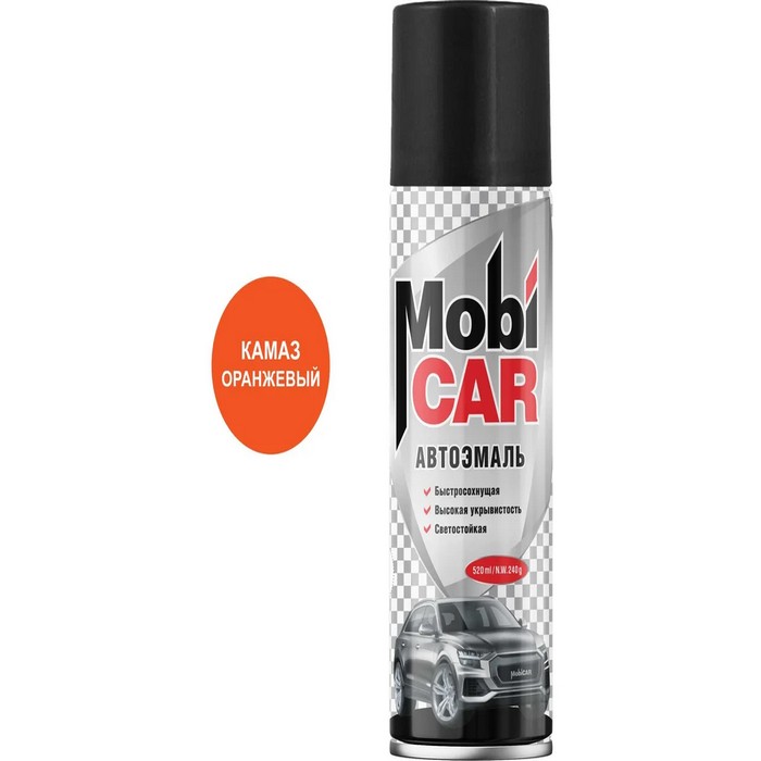 MobiCAR Аэрозольная автоэмаль, название цвета "Камаз оранжевый RAL 2009", объем 520мл.