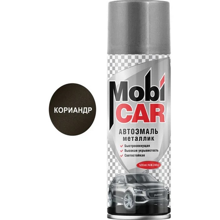 MobiCAR Аэрозольная автоэмаль "Металлик", название цвета "Кориандр, 790", глянцевая, объем 520мл.
