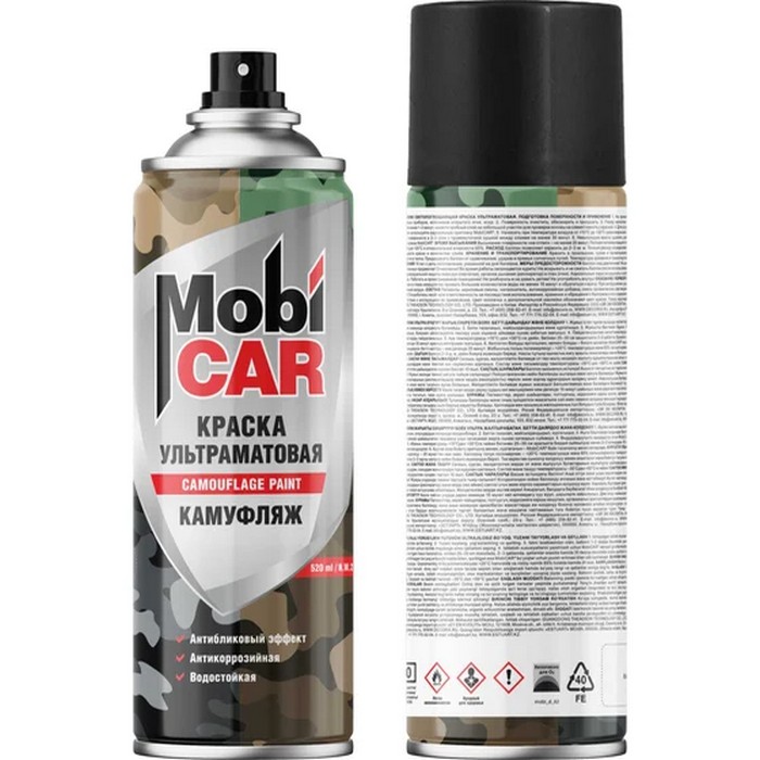 MobiCAR Краска Камуфляж, название цвета "Чёрный камуфляж", матовый, объем 520мл.