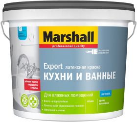 Краска для Кухни и Ванной Marshall 9л Белая, Матовая, Латексная, Влагостойкая / Маршалл