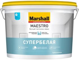 Краска для Потолка Marshall Maestro 9л Белый Потолок Люкс, Глубокоматовая / Маршалл Маэстро