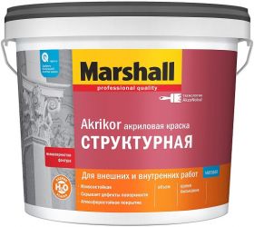 Декоративная Краска Структурная Marshall Akrikor 4.5л для Внутренних и Наружных Работ / Маршалл Акрикор.