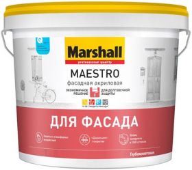 Краска Фасадная Marshall Maestro 2.5л Акриловая, Белая, Глубокоматовая для Наружных Работ / Маршалл Маестро.