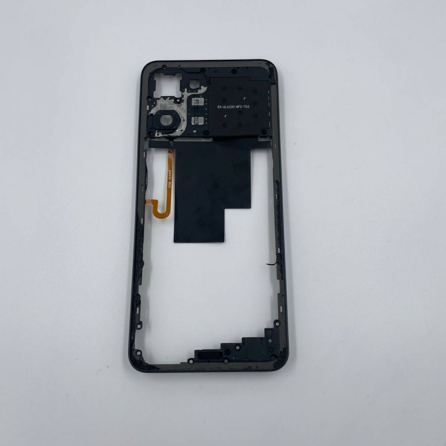 Realme 10 4G  Рамка (средняя часть) с отпечатком пальцев черная (потёртости)