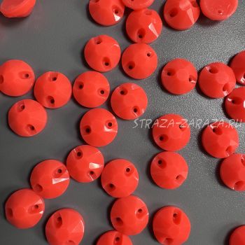 Глянцевые Пластиковые Пришивные Стразы Fluo_Salmone_Red Сириус 10 мм