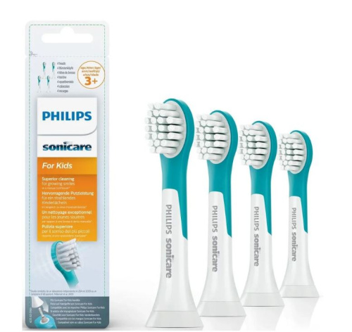 Насадки для электрической зубной щетки Philips Sonicare Kids HX6034/33 для детей (3+), для бережного очищения, 4 шт