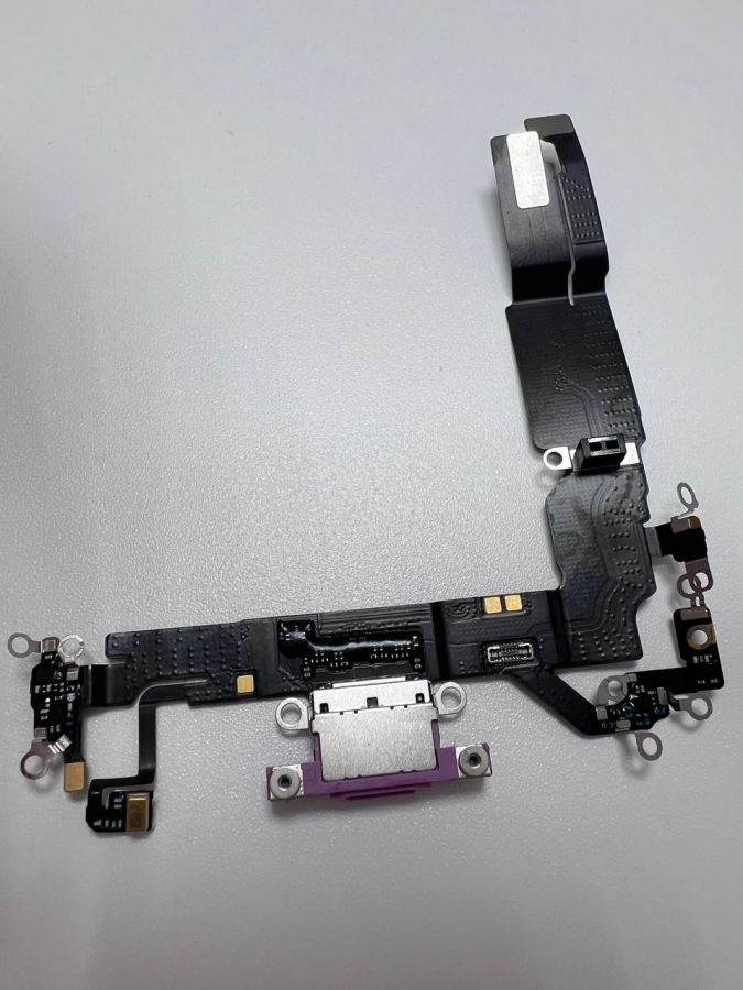 Apple iPhone 16 нижний шлейф с разъёмом зарядки оригинал с разбора (снятый) сиреневый