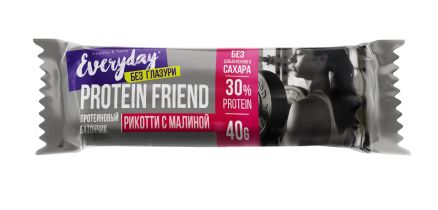 EVERYDAY PROTEIN FRIEND Батончик высокобелковый неглазирован. "Рикотти с малиной"" п/п 40г