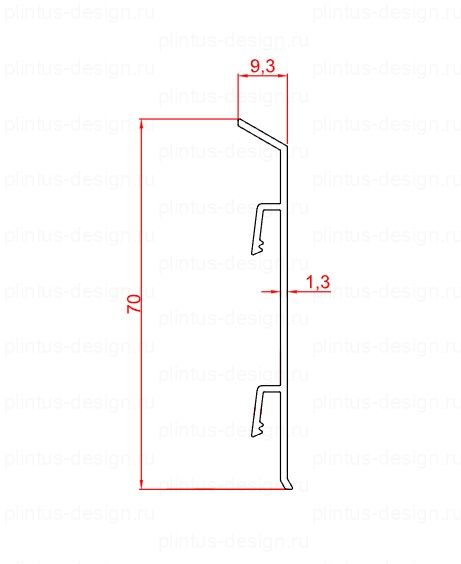2158 плинтус алюминиевый 70 мм Декопрофиль с кабель-каналом