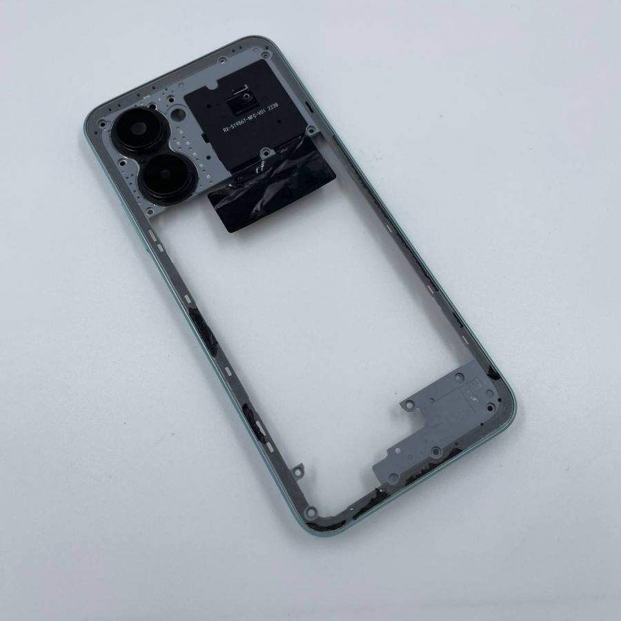 Realme c33 Рамка (средняя часть) зеленый с отпечатком пальцев (потёртости)