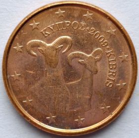 1 евроцент Кипр 2009 регулярная из обращения