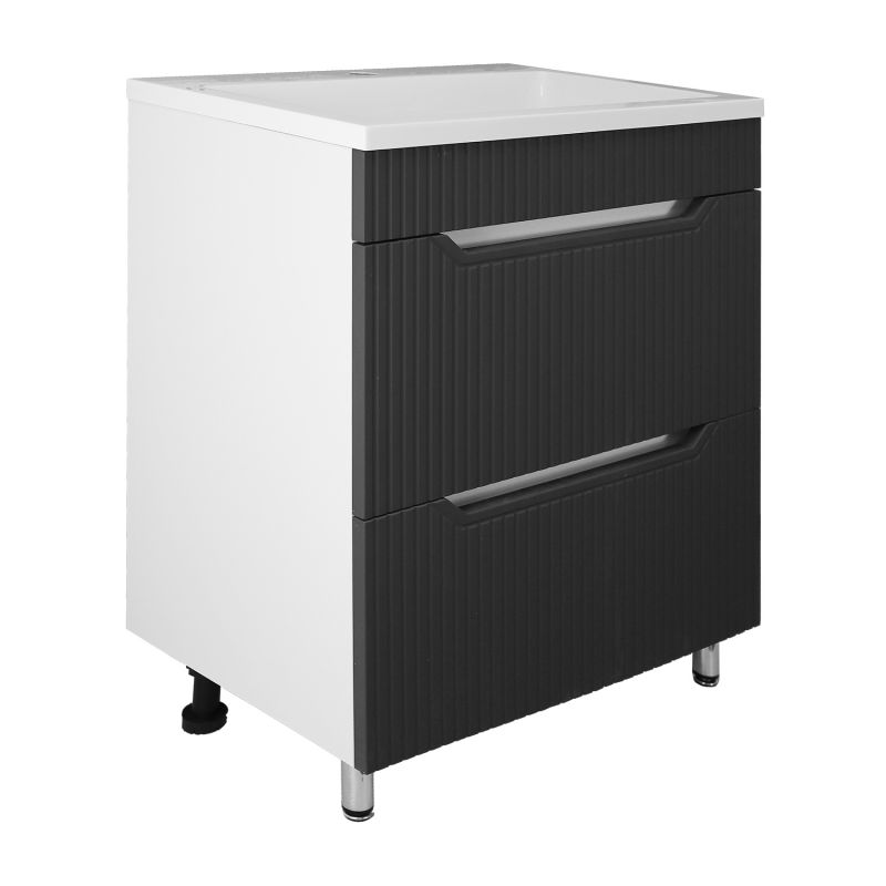 Комплект Тумба Loranto HARMONIA 60/2Н ГРАФИТ 600х845х400, напольная с раковиной ЛЮНОКС 60 CS00097004