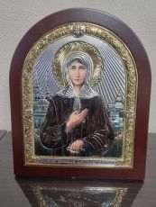Ксения Петербургская ( цветная эмаль) с деревянной рамкой 16х20 см