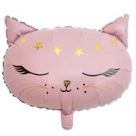Шар фольга Фигура Голова Кошки розовая