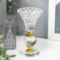 Стеклянный подсвечник на 1 свечу «Вазон с хрустальным шаром», 11?6?6 см
