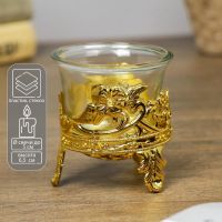 Подсвечник на 1 свечу «Цветочек», пластик, стекло, золото, 6.5?6?6 см