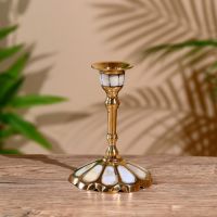 Подсвечник "Грация" латунь, перламутр 10 см