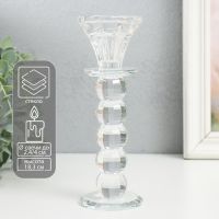 Стеклянный подсвечник на 1 свечу «Бутон на 5 шариках», прозрачный, d=2.3 см и 4 см; 6?6?18.3 см