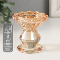 Стеклянный подсвечник на 1 свечу «Бутон», d=2 см и 3.5 см; карамель, 6.7?6.7?6.7 см