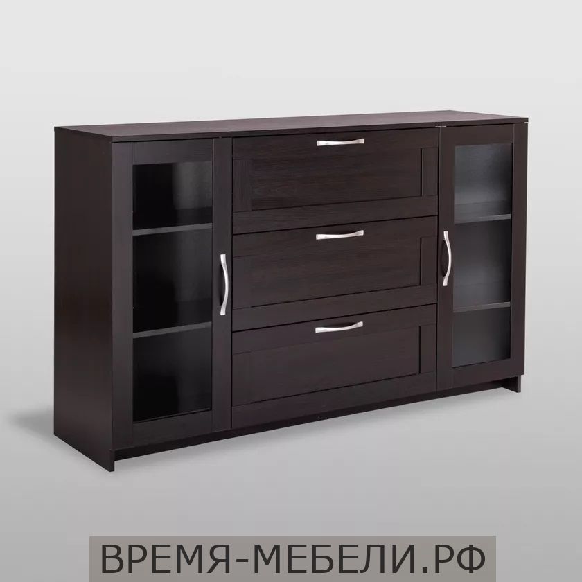 Тумба "Сириус" 2 двери со стеклом и 3 ящика 156х95