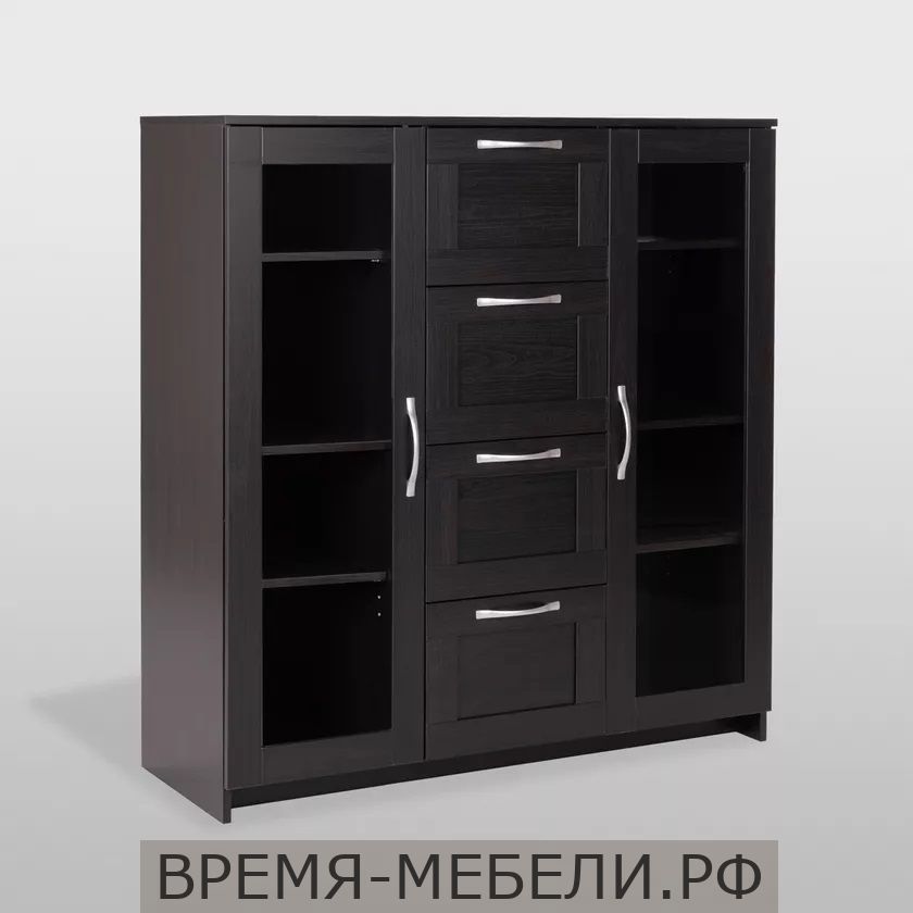 Тумба "Сириус" 2 двери со стеклом и 4 ящика 117х123