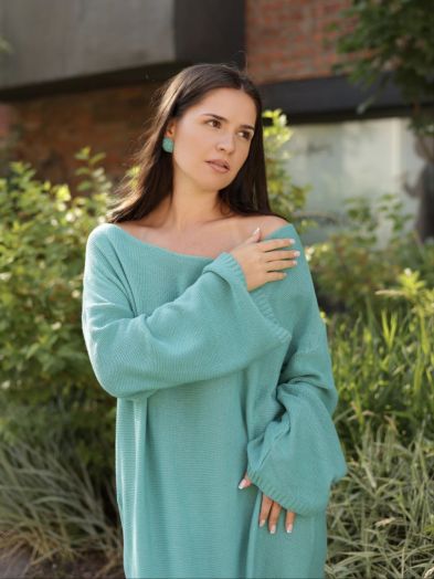 Платье Ondata вязаное бирюзовое