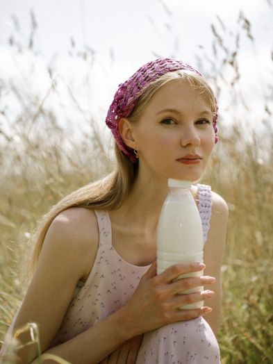 Косынка хлопковая сиреневая