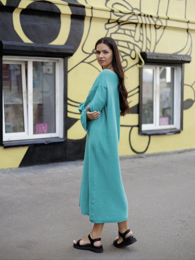 Платье Ondata вязаное бирюзовое