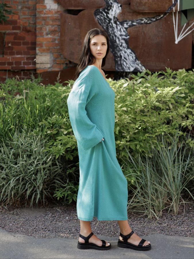 Платье Ondata вязаное бирюзовое